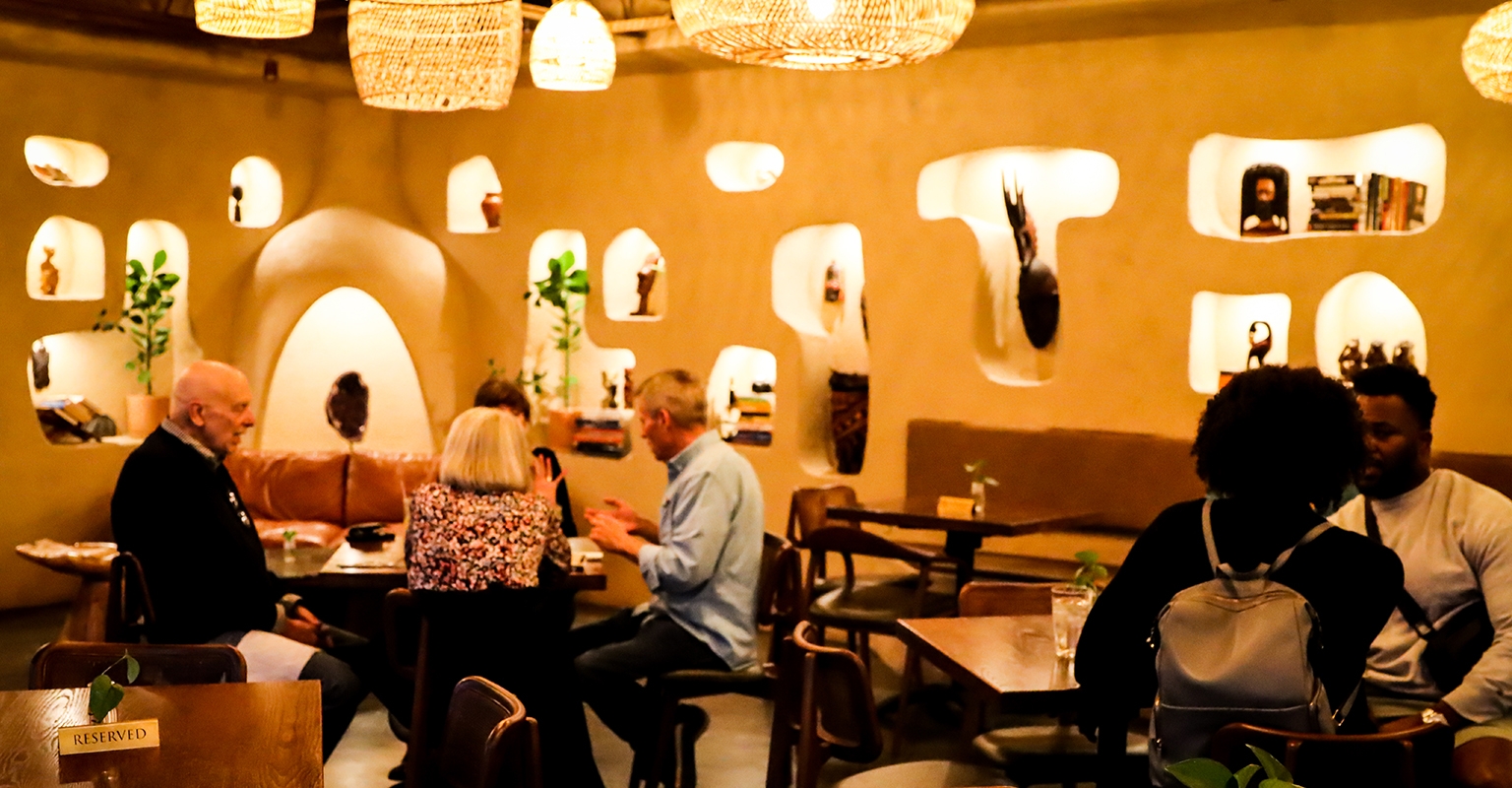 groups of people dining at tap in