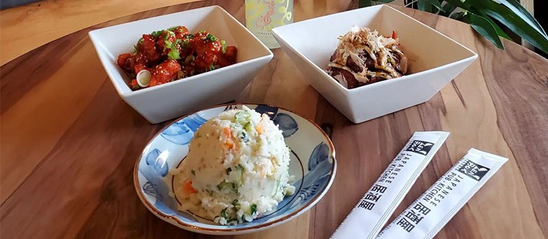3 dishes from zen box with chopsticks
